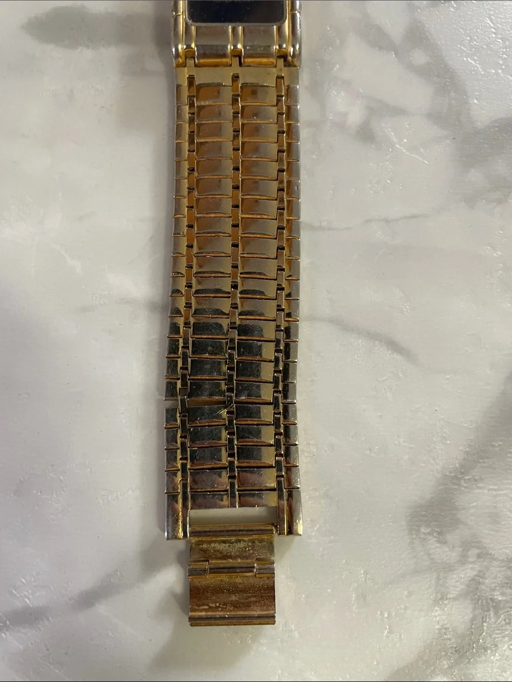 18K Bulova Gold Plated and Blue Rectangular Bracelet Watch